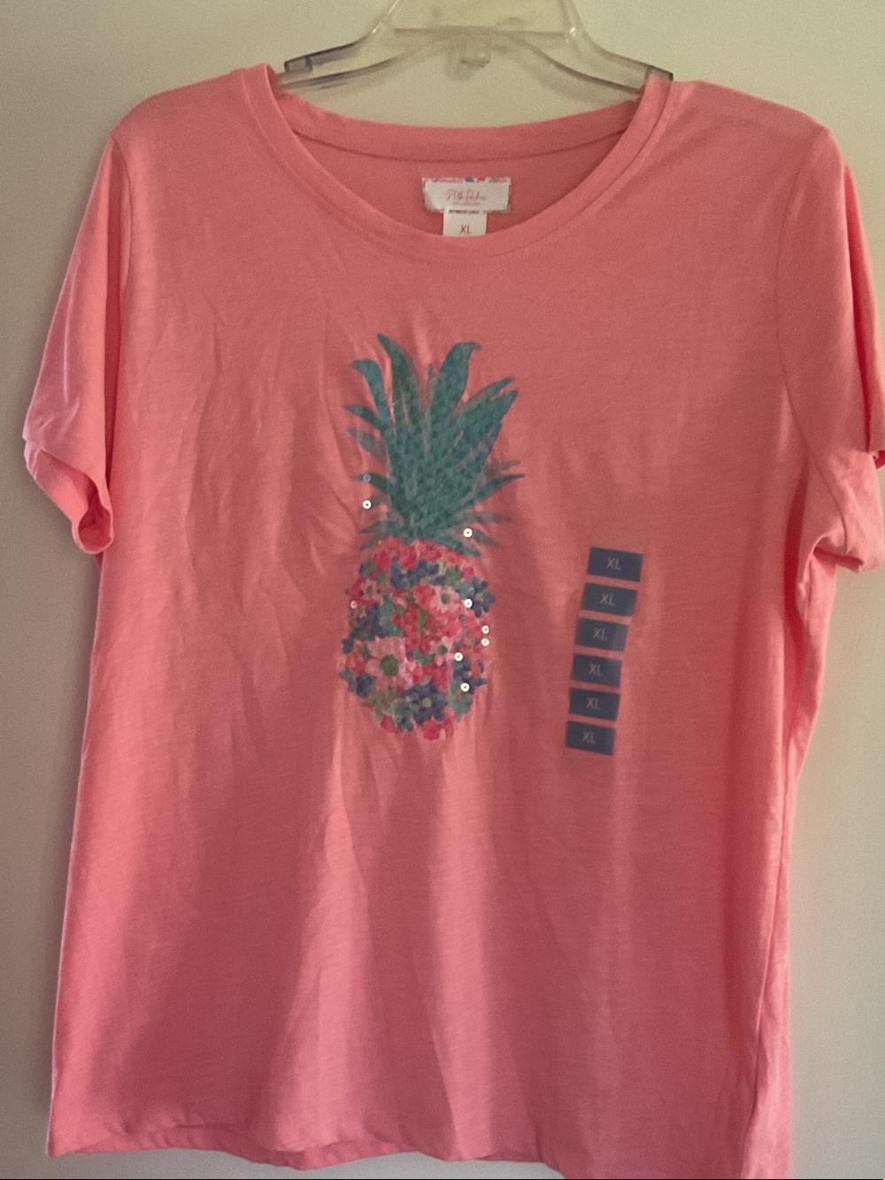 Stella Parker Pineapple Sequin Short-Sleeve Tee NEW SZ XL